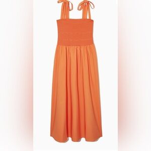 Cos Tie-detail Smocked MIDI Dress Size M